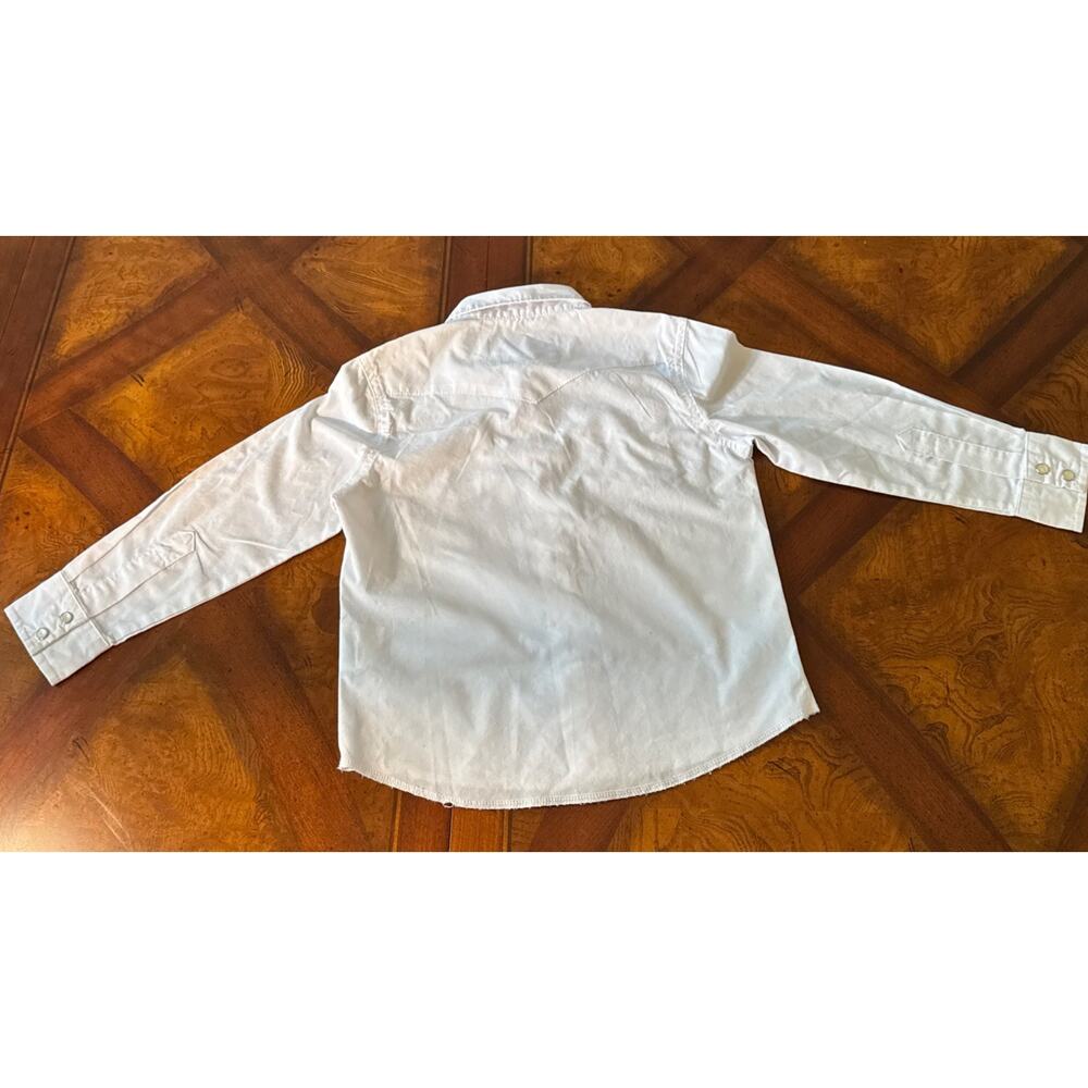 Wrangler White Pearl Snap Long Sleeve Boys Shirt XS 3-4 Cowboy Rodeo - Picture 4 of 7